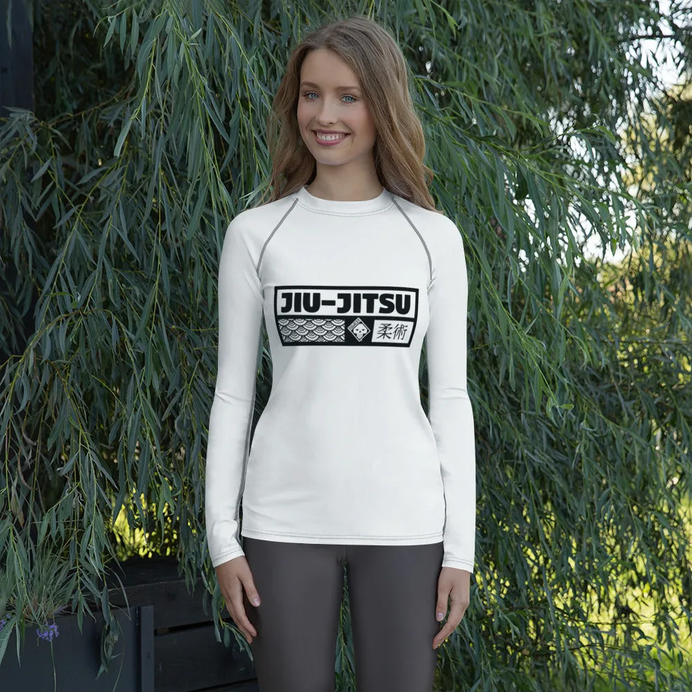 Womens Long Sleeve BJJ Rash Guard - Jiu-Jitsu 016 - Snow