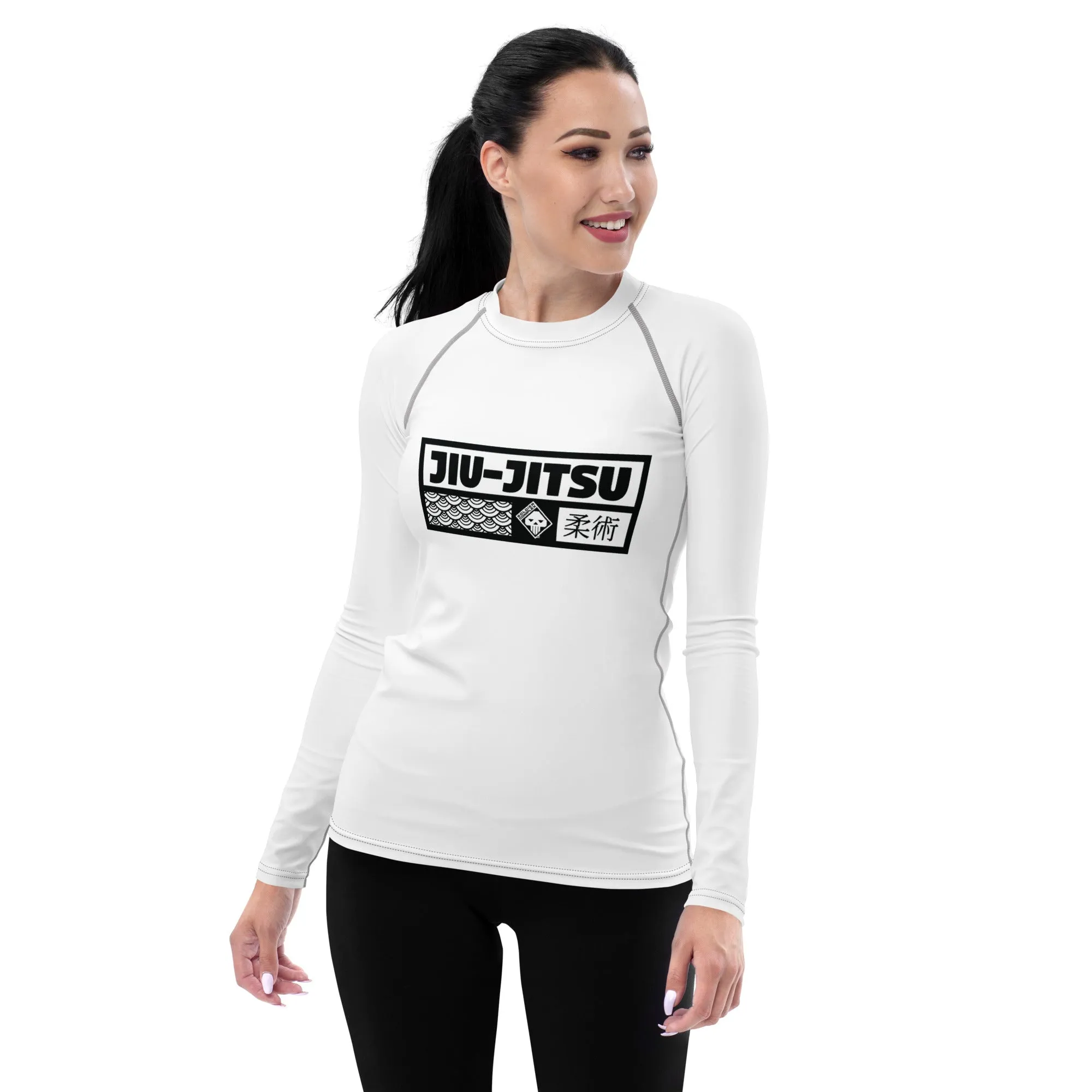 Womens Long Sleeve BJJ Rash Guard - Jiu-Jitsu 016 - Snow