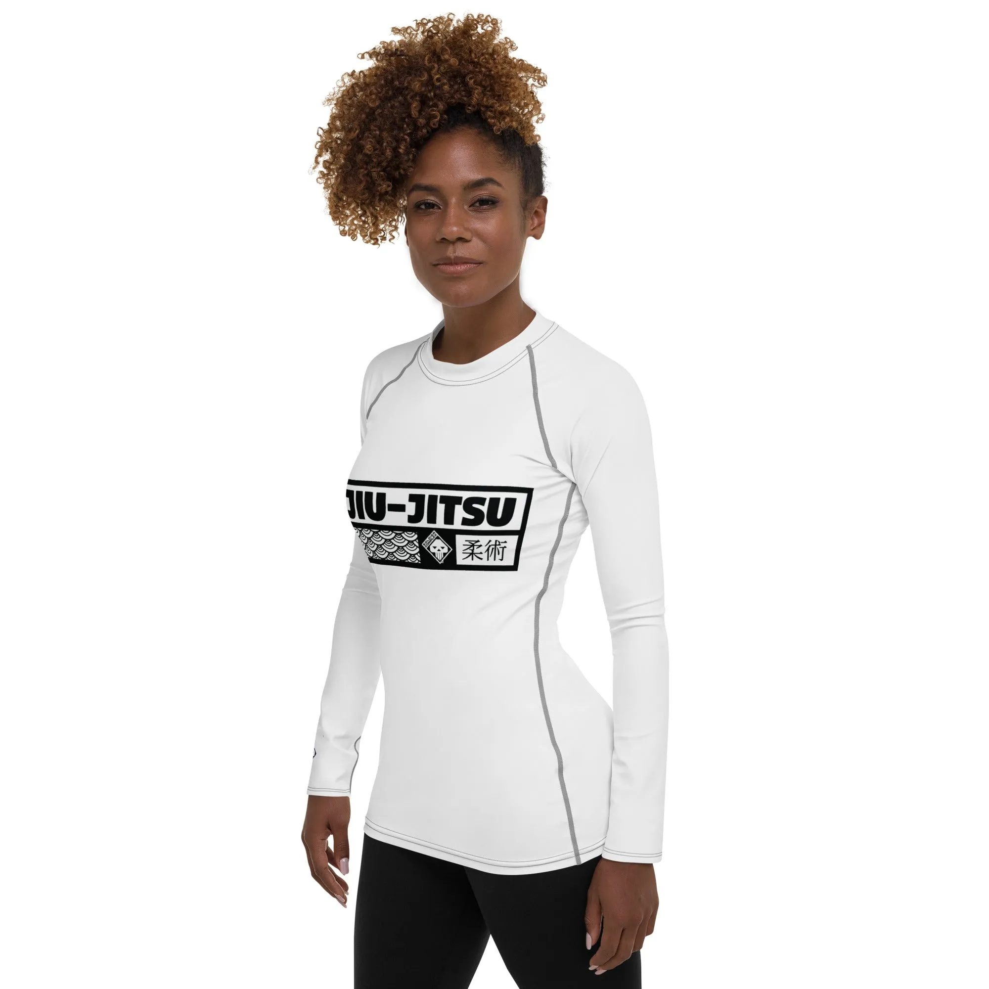 Womens Long Sleeve BJJ Rash Guard - Jiu-Jitsu 016 - Snow